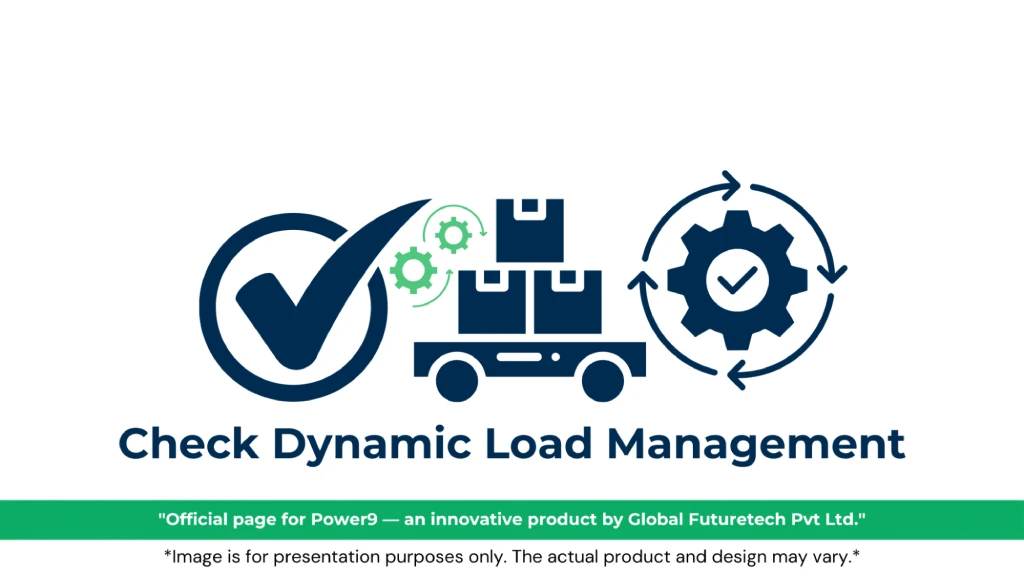 Graphic titled "Check Dynamic Load Management" featuring a checkmark badge, green gears, a flatbed cart stacked with cargo boxes, and a gear enclosed by circular arrows. 