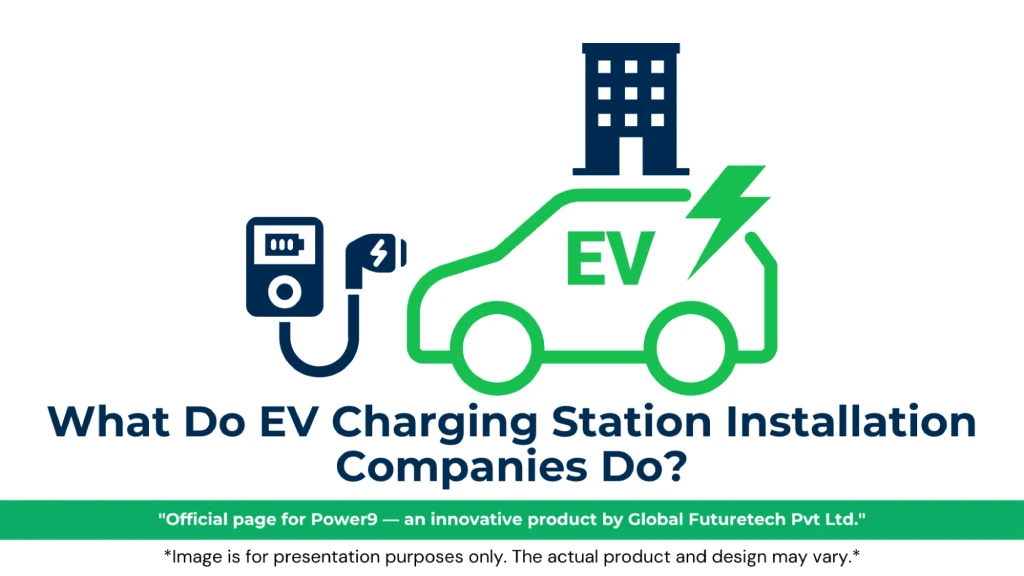Graphic titled "What Does an EV Charger Manufacturer Do?" featuring factory assembly icons and a green EV charging unit. 
